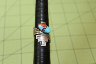Vintage Modernist Fred Francis Sterling Silver Navajo turquoise bypass size 8.  5 3