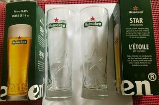Heineken Beer Glasses Set Of 2 Etched Start Of Celebration 16 Oz.