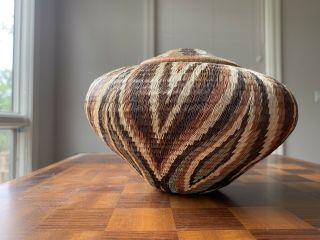 Vintage South African Zulu Traditional Basket Hand Woven