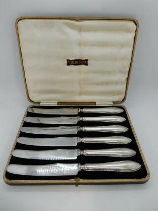Boxed Set Of 6 Solid Silver Handled Tea Knives,  Sheffield 1932.