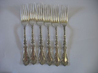 Anchor Rogers Silverplate Chevalier Chrysanthemum Set Of 6 Forks 7 1/2 " C1895