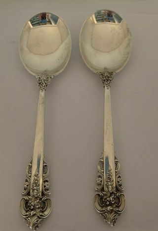 Pair Wallace Grande Baroque Sterling Silver 6 1/8 " Round Bowl Cream Soup Spoon