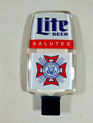 Miller Lite Beer Acrylic Salute To Vfw Veterans Foreign Wars Tap Handle Knob