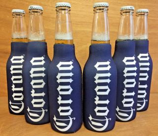 Corona Extra Beer Blue Zip Up Bottle Koozie Coozie - & F/ship.  (six) 6 Pack