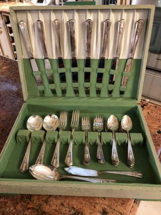 Fine Antique Silver Plate Dinning Set With Box