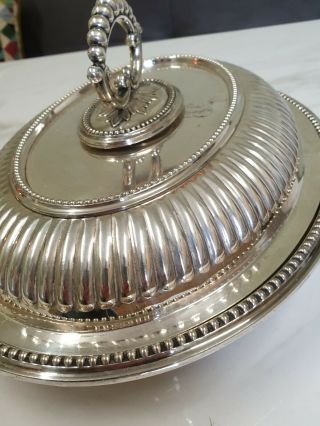 Antique Large Silver Plate Oval Shaped Tureen