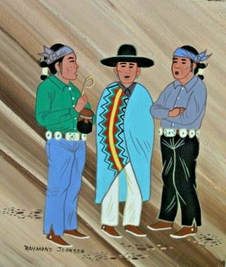 Vintage Native American Navajo Painting By Raymond Johnson