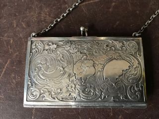 Antique Sterling Silver Ladies Dance Purse Mirror Celluloid Pad