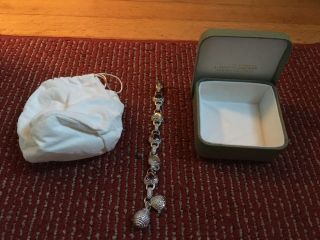 Judith Ripka Vintage Sterling Silver Amethyst Diamonique Heart Bracelet W/box