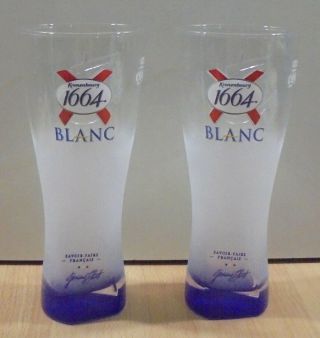 Kronenbourg 1664 Blanc Beer Set Of Two Glasses 0.  33lt