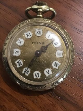 Vintage Rona 17 Jewel Pocket Watch 10k Gf Telmex Trading Co.  France