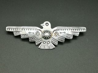 Vintage 1930s Silver Native American Navajo Thunderbird Brooch Pin 7g [349]
