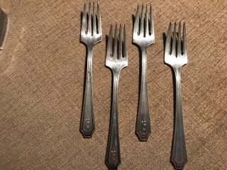 Set Of 4 Whiting/gorham King Albert Sterling Silver Salad Forks 6 1:4” Antique