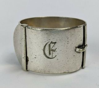 Vintage Sterling Silver Napkin Ring In Buckle Style “ E “