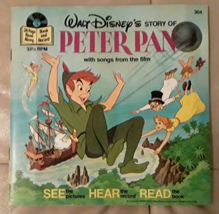 Walt Disney’s Peter Pan Book And Record Read - Along 33 1/3 Rpm 1977
