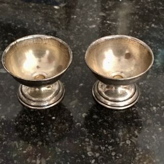 (2) One Pair Vintage Sterling Silver Egg Cups