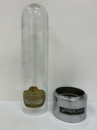 Vintage Glass With Chrome Base Vortex Dixie Paper Cup Holder Dispenser Joplin Mo