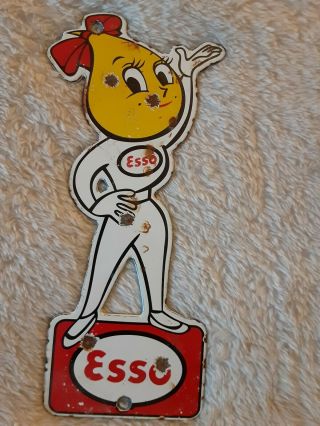 Vintage Esso Man Porcelain Sign
