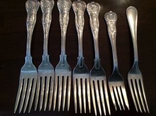 Usn Heavy Silverplated Forks (7) International Silver Co.