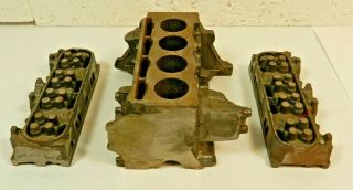 Vtg Cast Iron 4 - Cylinder Car Engine Model Miniature Sales Sample Display?