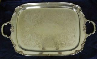 Vtg 1847 Rogers Bros Remembrance Silver Plate Large Handled Butler Serving Tray
