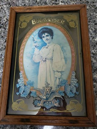 (vtg) Budweiser Beer Lady Mirror Anheuser - Busch Daughter 13 1/2 X 9 1/2 X 1
