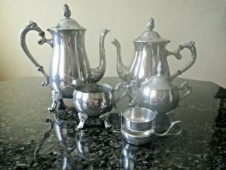 Vintage Silver Plated Coffee/tea Service Set 5 Pc
