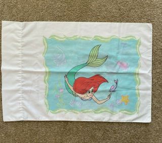 Vintage Disney Little Mermaid Standard Size Pillowcase Ariel Vguc