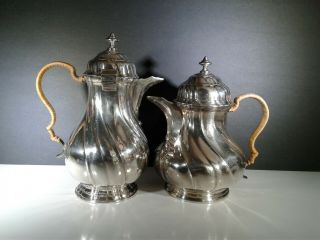Two Antique German Silver Plate Coffee & Tea Pot