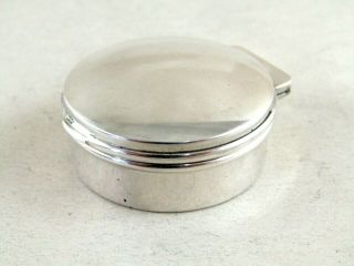 Antique Solid Silver Pill Box With Hinged Lid Hallmarked: - Birmingham 1917