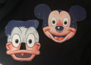 1950s Mickey Mouse & Donald Duck Cereal Box Masks Set By Wheaties