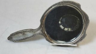 Antique Webster Co Art Deco Sterling Silver Vanity Hand Mirror W/floral Motif