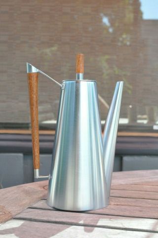 Mid Century Modern Stainless Steel & Teak Coffee Pot Made In Italy