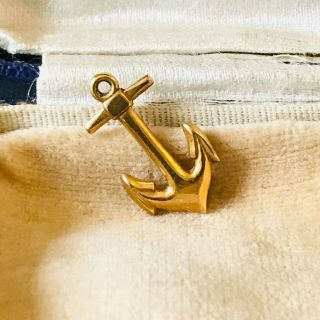 Vintage 9ct,  9k,  375 Yellow Gold Anchor Pendant Charm,  20x10mm