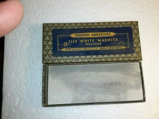 Vintage Norton Abrasives Lily White Washita Oilstone sharpening stone in the box 2