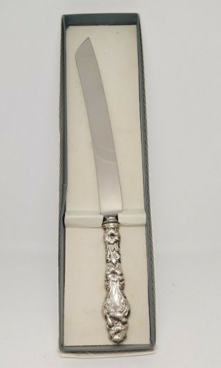 Gorham Wedding Cake,  Bread Knife Sterling Silver Handle Lily Pattern 12.  5 " Boxed