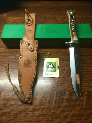 Vintage Puma 6396 Bowie Stag Handle Fixed Blade Knife
