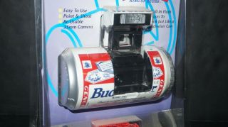 Vintage Budweiser Ultimate Reusable 35mm Fun Camera CLOSES TO LOOK LIKE BUD CAN 3