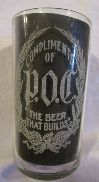 P.  O.  C.  Beer - Pre - Prohibition Shell Glass From Cleveland,  Ohio