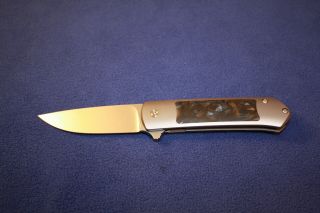 Ohlone Knives Goat Titanium W/blue Marbled Carbon Fiber Inlays,  M390 Blade.