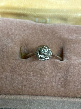 Vintage 1930s 18k White Gold Ring With Diamond Marked 18k 2.  4 Grams 1 Day Nr