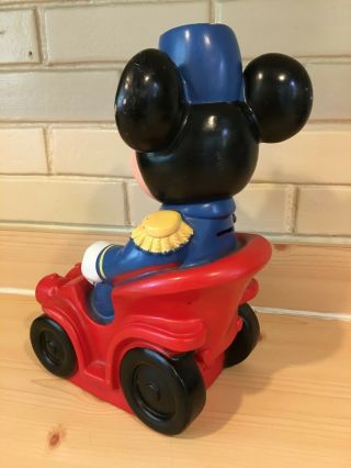 1977 VINTAGE WALT DISNEY MICKEY MOUSE DRIVING RED CAR PIGGY BANK no stopper 3