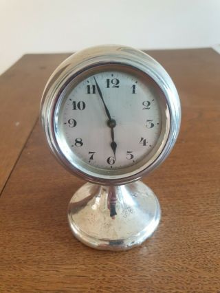 Antique Solid Silver Desk Clock,  Birmingham 1922 Or 1947 (?) - 295gr.  - Ticking
