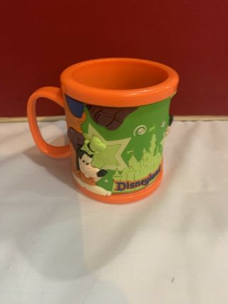 Vintage Walt Disneyland Goofy Orange Plastic 3d Rubber Mug Cup