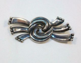 Fine Vtg Estate Margot De Taxco Sterling Mexican Pin - Stylized Ribbon Bow