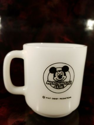 Vintage Disney Mickey Mouse Club Bee Hive Milk Glass Coffee Cup Mug Libby