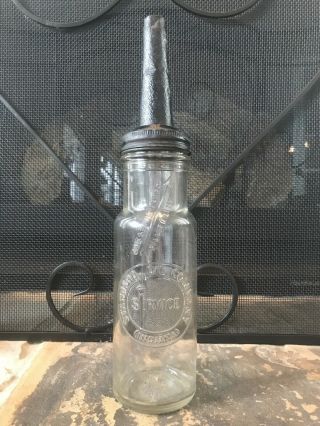 Vtg 1930’s Standard Oil Company Embossed Indiana Glass Oil Bottle W/ Spout ⛽️