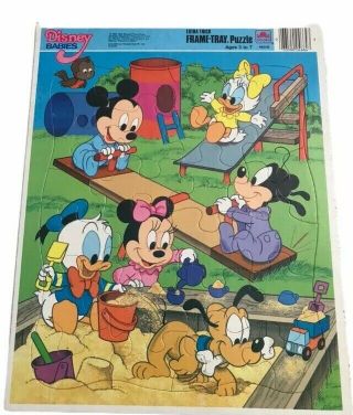 Disney Babies Extra Thick Frame Tray Puzzle,  1984 Golden Ages 3 - 7,  Mickey,  Pluto