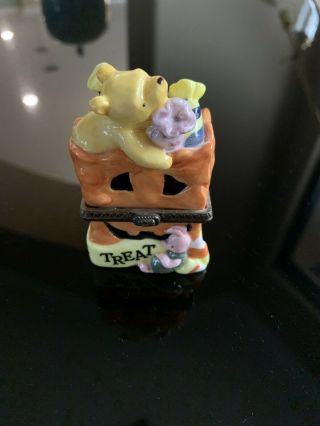 Winnie The Pooh Disney Porcelain Trinket Box “trick Or Treat”