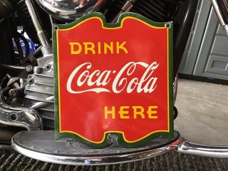 Vintage Porcelain Coca - Cola Door Sign Candy Store Gas Station Soda Fountain Pop